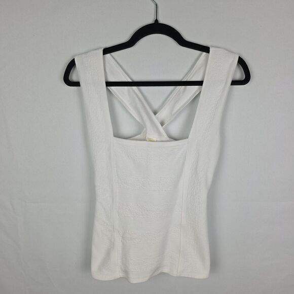 Anthropologie Maeve Womens M Stephi Cross Back Knit Sleevless Top White Wedding - Picture 1 of 6